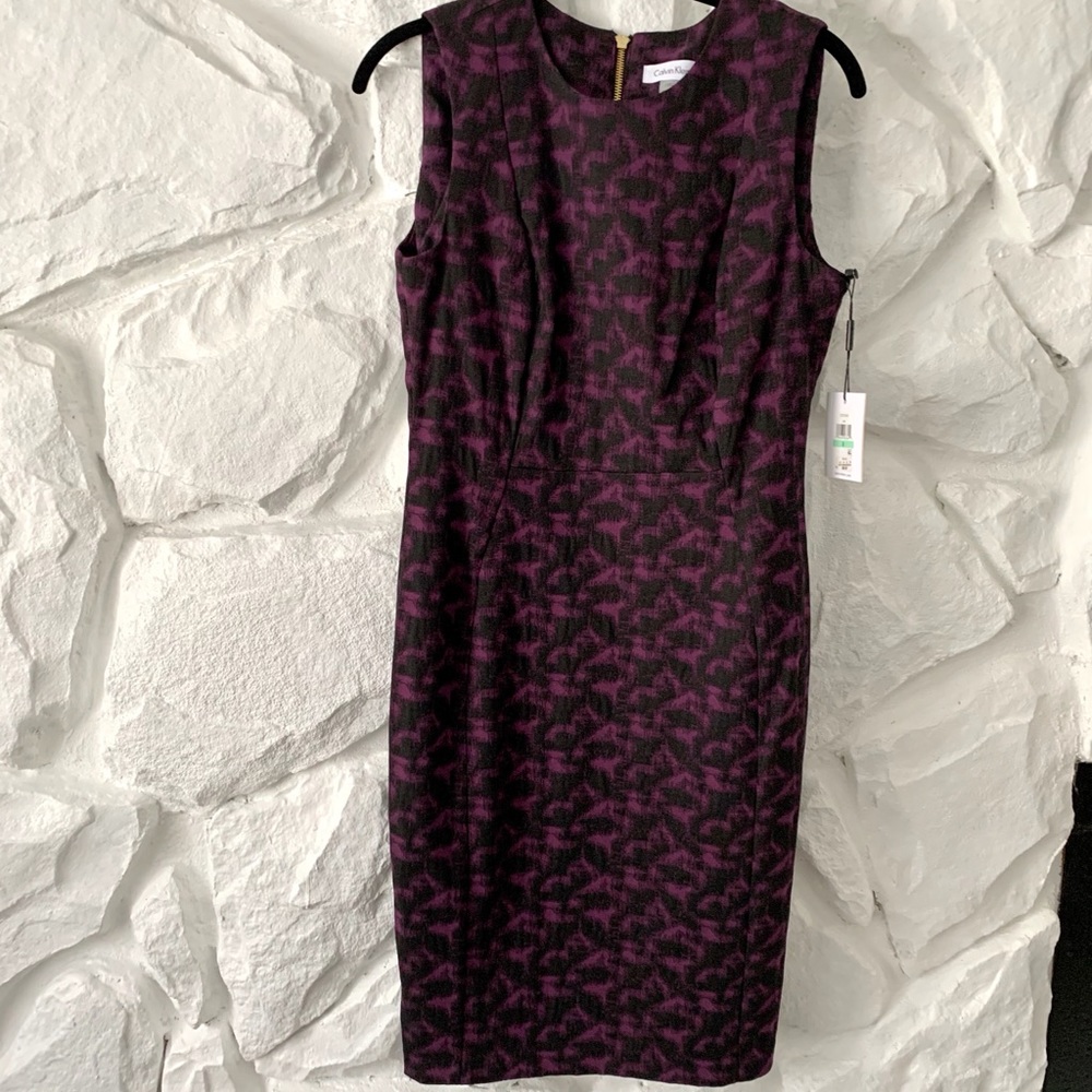 Calvin Klein Sheath Dress Black/deep Purple Combo